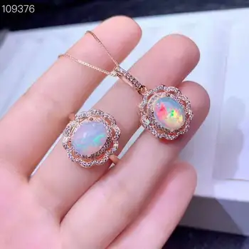 

100% NATURAL ETHIOPIAN WELO FIRE OPAL CABOCHON Set 925 silver 8x10mm