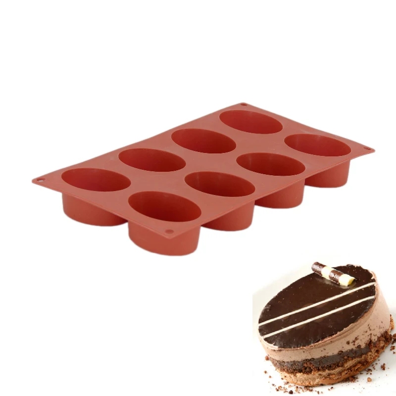 8 Cavity Oval Silicone 3D Cake Mold For Mousse Dessert Baking ToolsCake Molds AliExpress