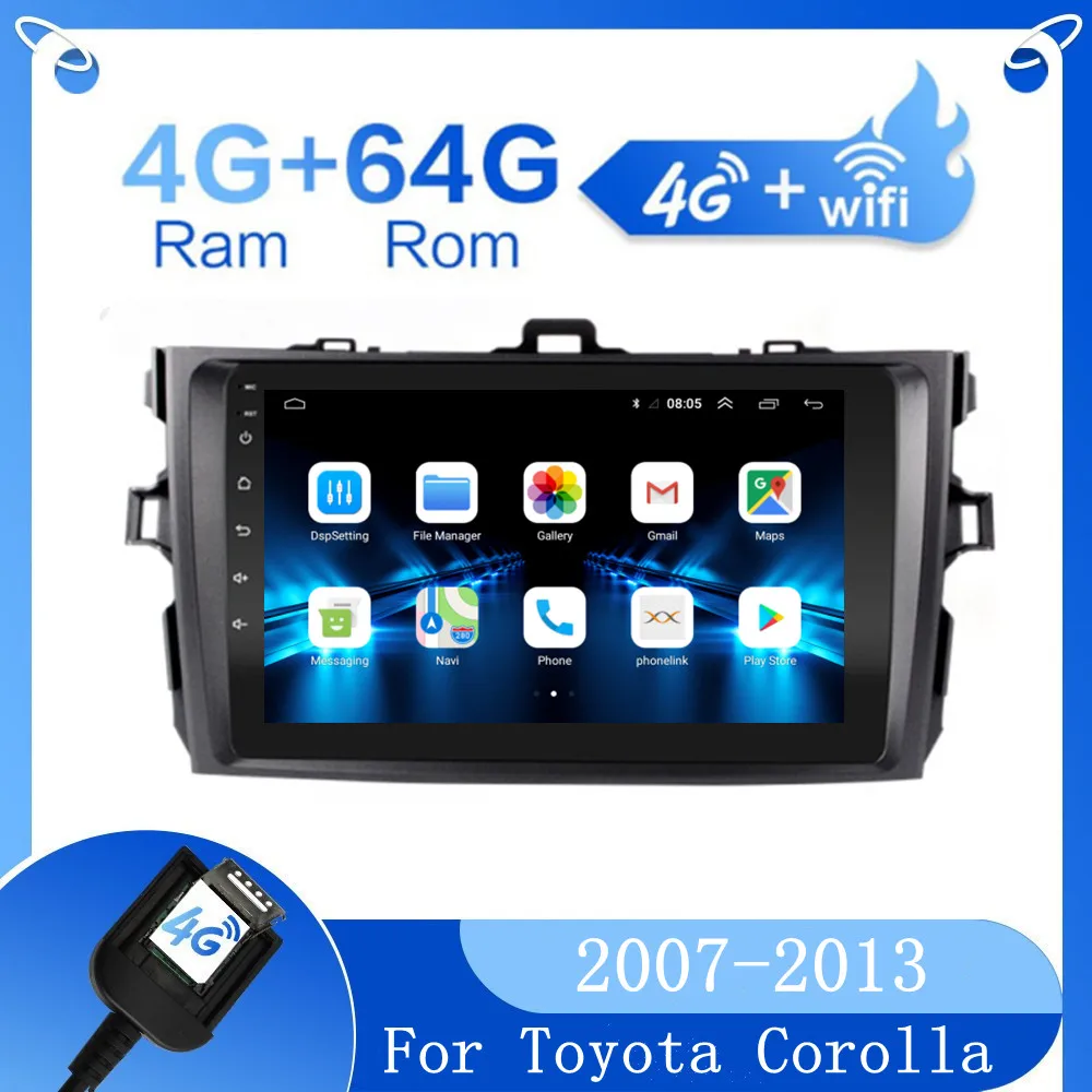 Автомагнитола 2 din на android 9 мультимедийный плеер для Toyota Corolla E140/150 2007 2008 2009 2010 2011 2012
