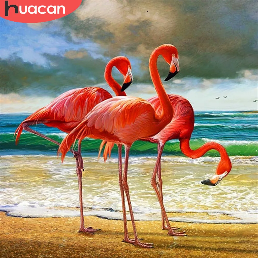 Алмазная живопись HUACAN, полностью круглая Алмазная вышивка, фламинго, стразы, ремесло, животные, распродажа, комплект