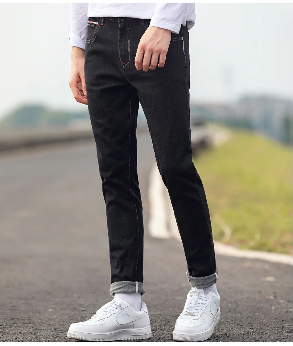 Пионерский лагерь мужские черные джинсы Классические Осенние брюки высокого качества повседневные Прямые джинсовые брюки мужские ANZ908219A