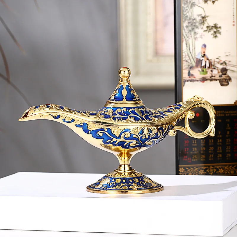 Arab Mythology Anti-Rust Exquisite Magic Genie Lamp Traditional Hollow Out Retro Wishing Oil Decoration Collectable | Дом и сад