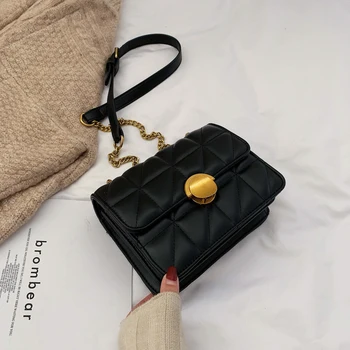 

Solid Color Thread Crossbody Bag for Women 2019 Metal Lock Lattice Pattern Messenger Shoulder Bags and Handbag Flap Purse Cc