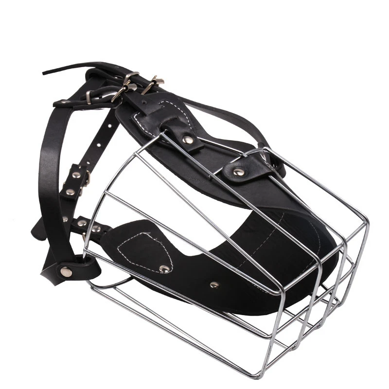 Dog Muzzle Benepaw Anti-bite Large Dog Muzzle Wire Basket Metal Mask Adjustable Leather Straps Mouth Cover