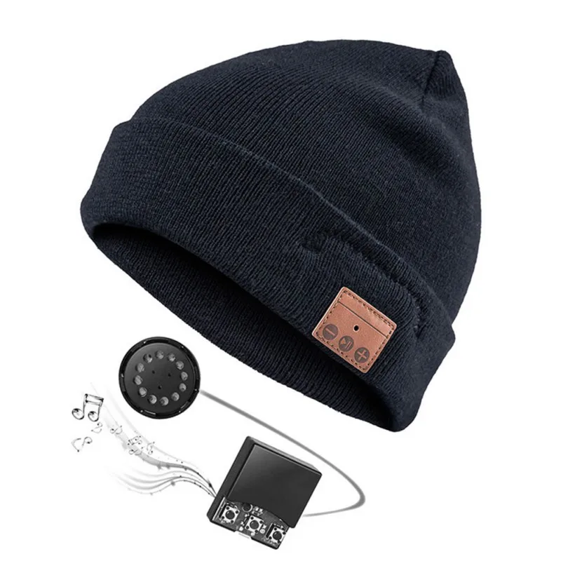 3 цвета теплая Bluetooth гарнитура повязка на голову в виде Животного сна маска для глаз Бегемот шляпа для мужчин - Цвет: Black