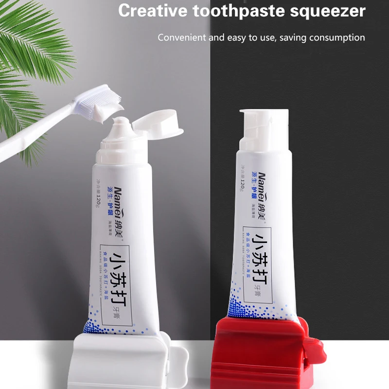 

Rolling Toothpaste Device Tube Dispenser Holder Multifunctional Plastic Facial Cleanser Squeezer Press for Bathroom Accessories