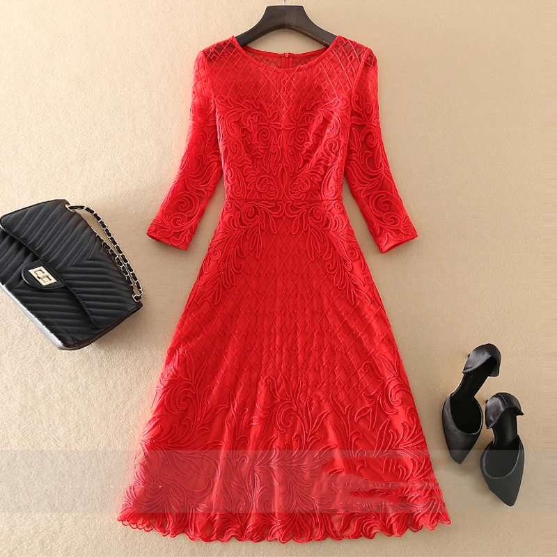 AELESEEN Autumn Plus Size Dress Women Runway