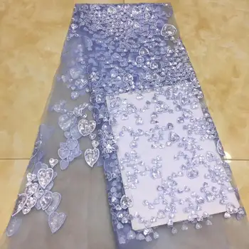 

nice looking embroidered tulle net lace fabric with sequins JOY-22919 african net lace fabric with heart design for party dress