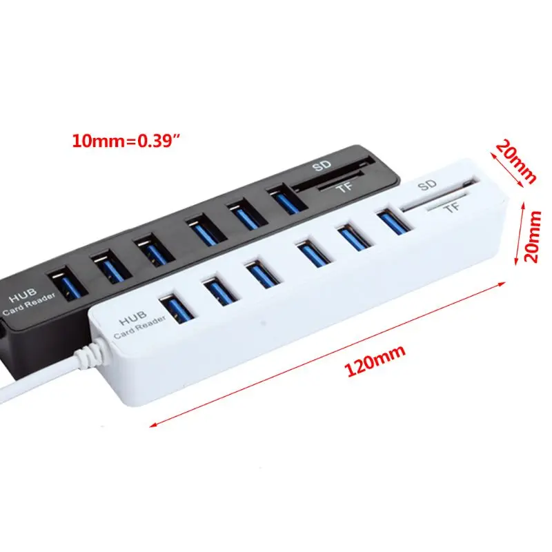 Высокоскоростной USB 2,0 концентратор комбинированный 6 портов расширитель Мульти USB разветвитель с SD/TF кард-ридер для ПК компьютер планшет аксессуары