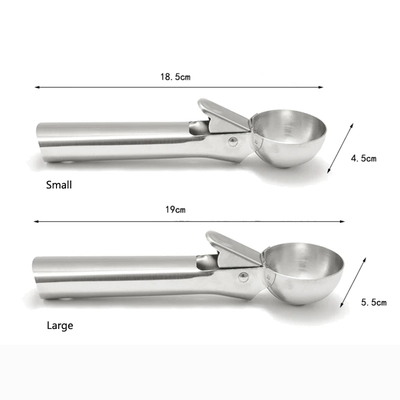 Stainless Steel Ice Cream Spoon Watermelon Spoon Digger Nonstick Fruit Ice Ball Maker Ice Hockey Machine Biscuit Ice Cream Spoon