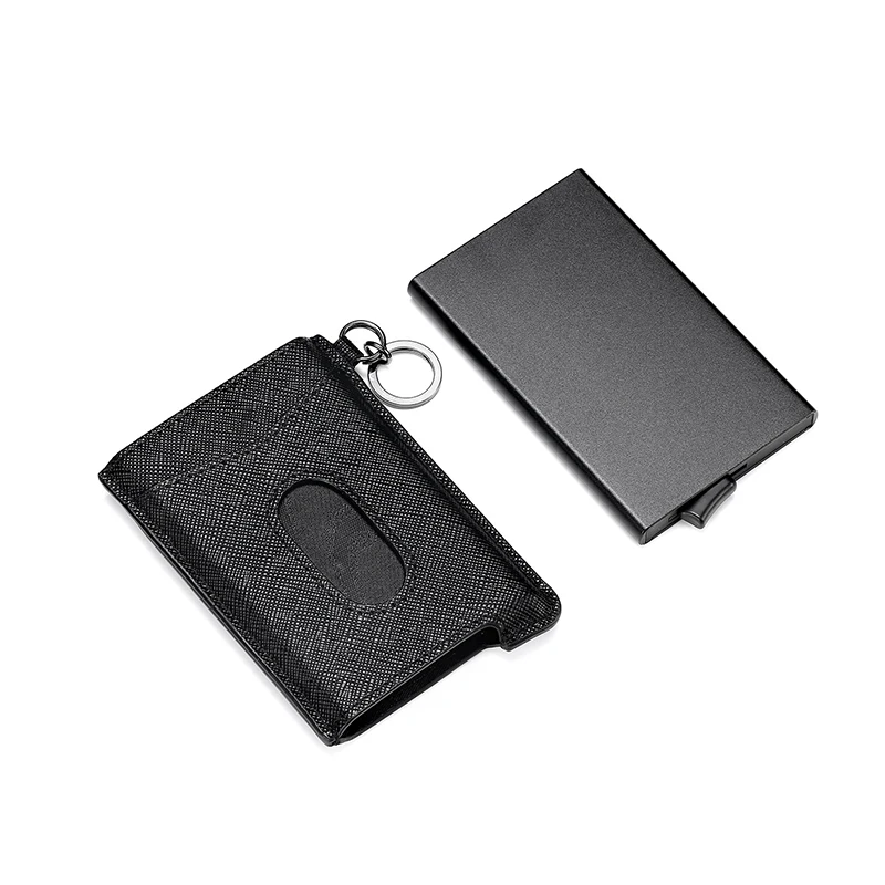 Высокое качество Rfid держатели для кредитных карт мужской кошелек Бизнес-держатель для карт чехол тонкий карман для денег сумка безопасности смарт-кошелек автоматический - Цвет: Black A