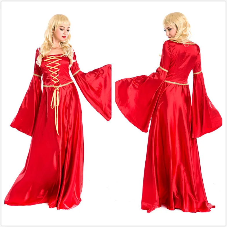 

Halloween Adult Sexy Clothing Retro Palace Long Skirts Noble QUEEN'S Outfit Halloween Ball Princess Witch Suit