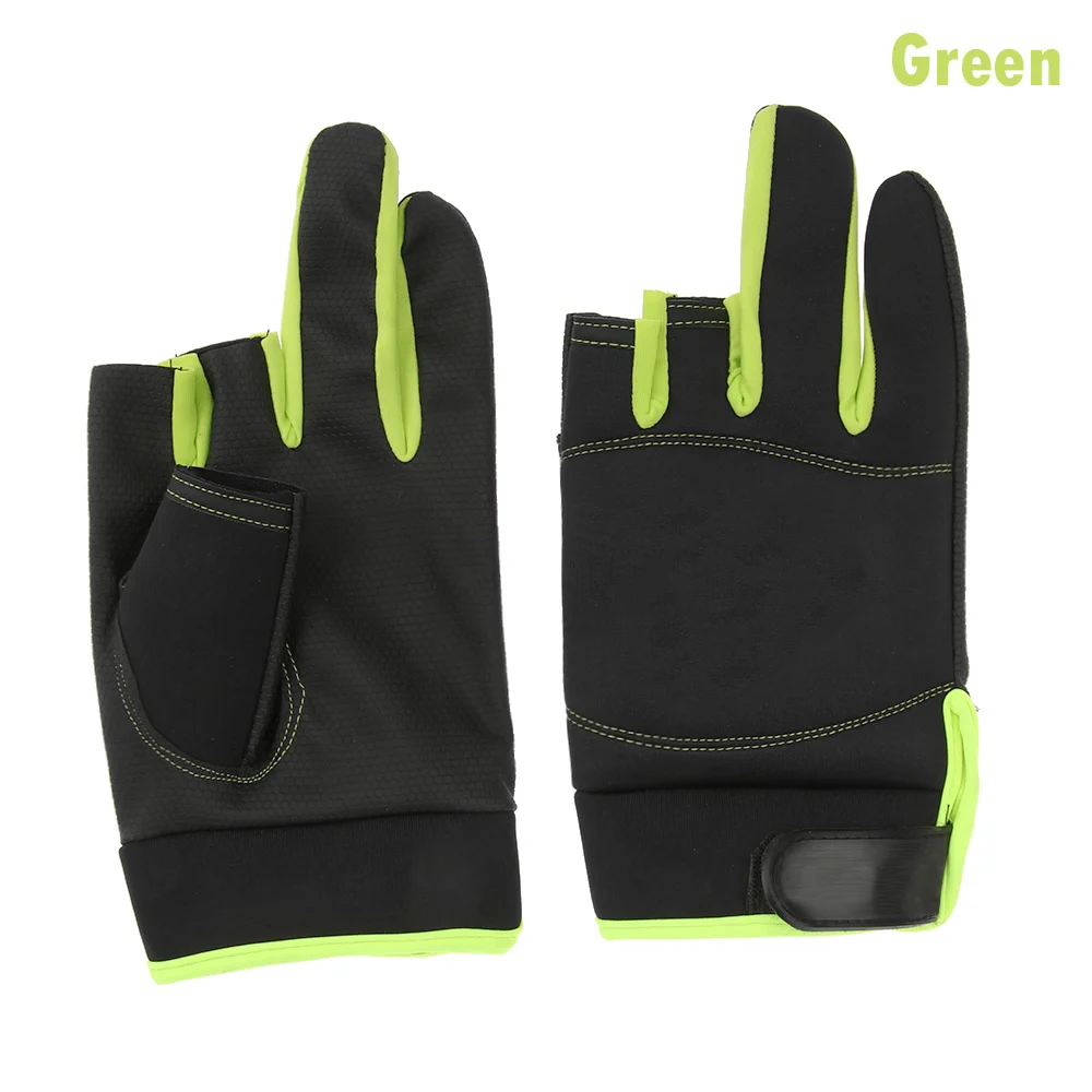 1 пара дышащих перчаток для рыбалки с тремя пальцами, Нескользящие защитные перчатки для рыбалки, спорта на открытом воздухе, рыбалки, велосипедного снаряжения - Цвет: Зеленый