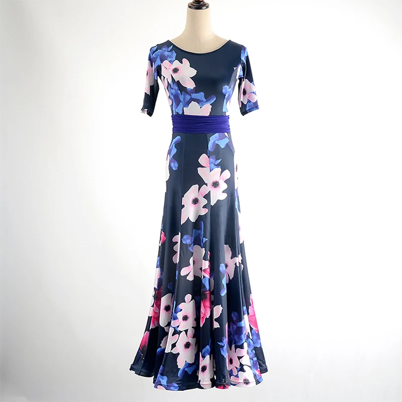 Leopard Ballroom Dance Dress For Women High Quality Stage Costume Practice Wear Floral Flamenco Dresses Exotic Dancewear JL1682