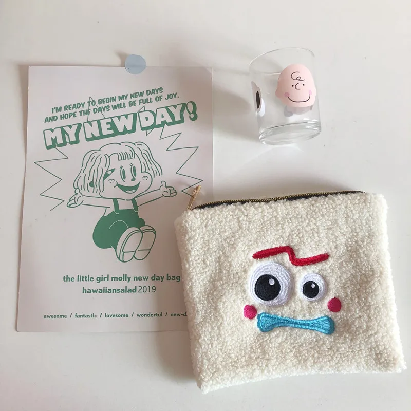 Хит, вышитая игрушка, история 4 форки, косметичка, клатч, сумка для хранения, сумочка, милый пенал, чехол для детской монеты, кошелек, детский подарок - Цвет: Белый