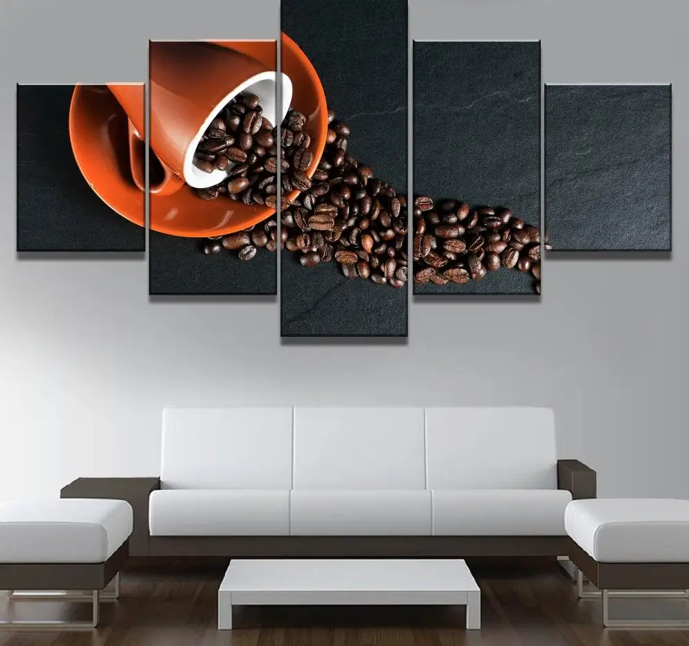 

5 Pcs Print Large Coffee Modern Decorative Painting Canvas Wall Art Picture Home Decoration Living Room Canvas Painting(No Frame