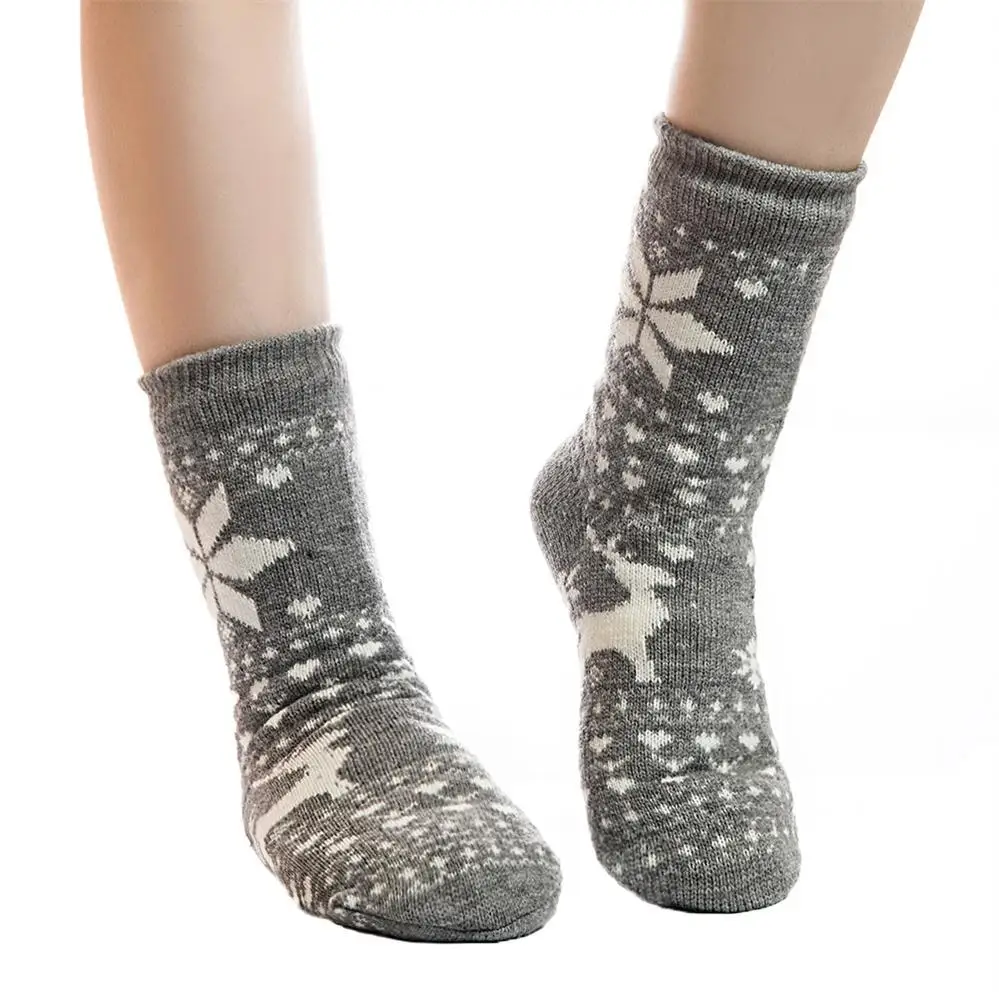 

FRALOSHA 3 Pairs Fawn Socks Seamless Slip Lining Ladies Interior Flooring Plus Velvet Socks Christmas Winter Warm Soft Slippers