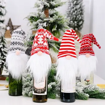 

New Snow Hat Forest Santa Claus Wine Set Faceless Doll Wine Bottle Dress Up Champagne Wine Set ^