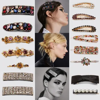 

ZA Crystal Flowers Hair Clip Christmas Hot Sale Women New 2020 Trendy Simulated Pearl Sets Hairpin Hair Accessories Women Gifts