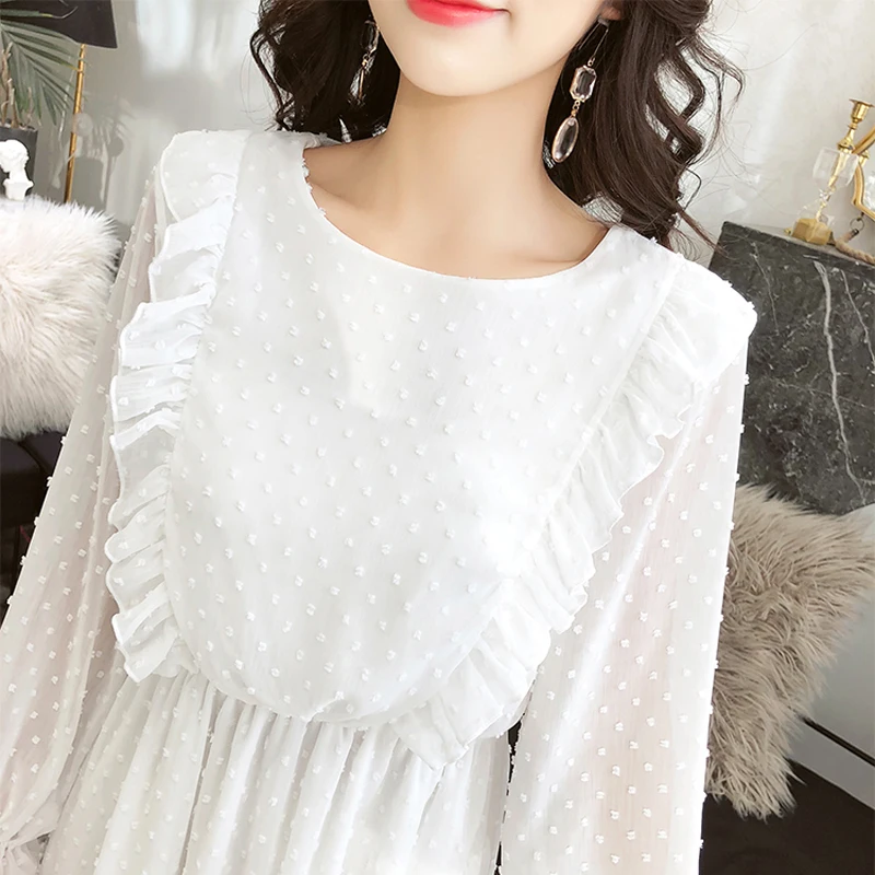 Spring Chiffon Dress Women Vintage Long Sleeve Ruffled Party Summer Sexy Ladies Beach Vestidos Strand Jurk WL65 | Женская одежда