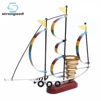 

Strongwell Home Decoration Crafts Household Furnishings Sailing Boat Miniature Model Iron Ornament Bookcase Display Figurines