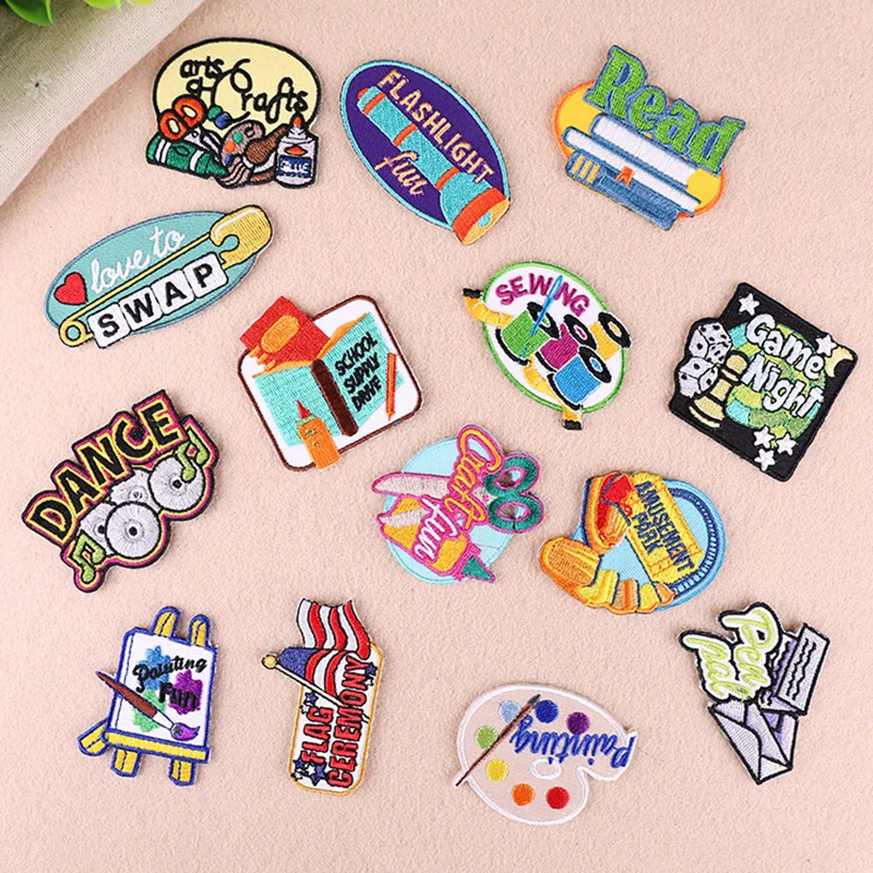 

Cute Cartoon Fashion Oil Painting Flag Music Book Patch High-end Manual Burning Edge Iron On Patches On Clothes Stickers