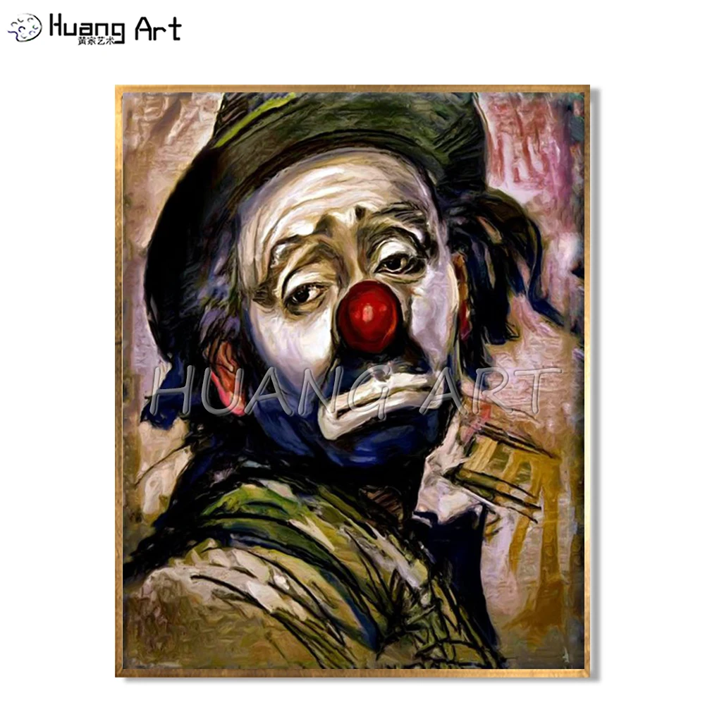 絵画 ピエロ 油絵 （悲しいピエロの肖像画,手描き,モダンな印象