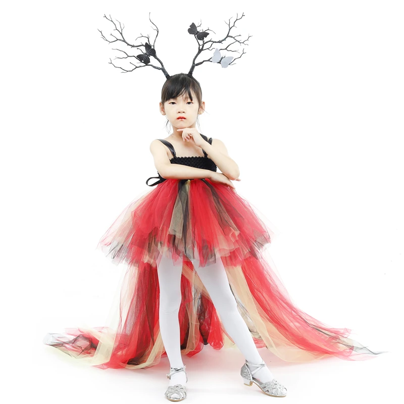 Black and Red Toddler Baby Girls Tutu Dresses with Headband Forest Princess Elves Cosplay Children Party Costumes Outfits | Детская
