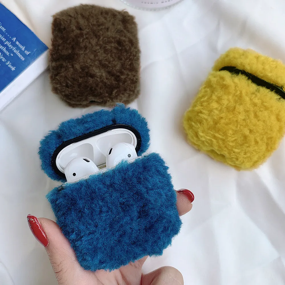 LAPOPNUT Cute Fluffy Fur Earphone Case for Apple Airpods 1 2 Warm Plush Air Pods Cover Skin Accessories Pro 2019 |