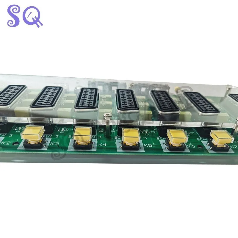RGBS/SCART 유럽 새 수동 6 in 1 Out 분배기 아크릴 RGBS RCA SVHS AV TV 오디오 크로스오버 EUR 자동 스위처