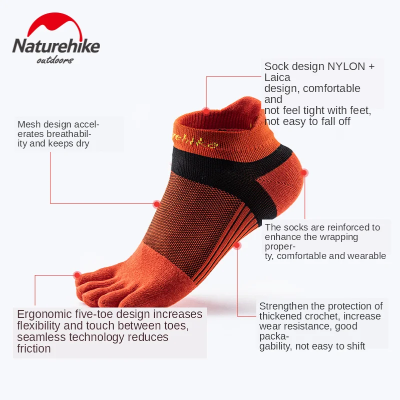 Naturehike New Getting Started Running Five Finger Socks Running Coolmax Men And Women Hygroscopic Sports Socks Marathon