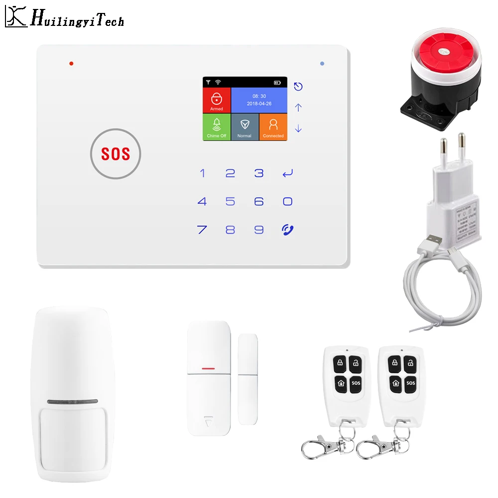

HuilingyiTech Security Home Sirena Alarma WiFi+GSM App Control Motion Sensor Door Sensor Alarm System Solar Driveway Alarm home