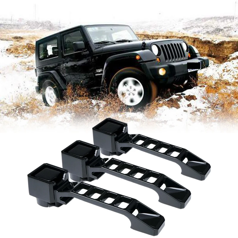 3pcs Car Black Aluminum Exterior Door Handles Set for Jeep Wrangler JK