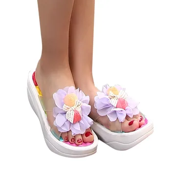 

Summer Sandals Flip Flops Slippers Sandals Swing Wedge Women Beach Hole Shoes 35-40 size daily wear flated design тапочки 2020