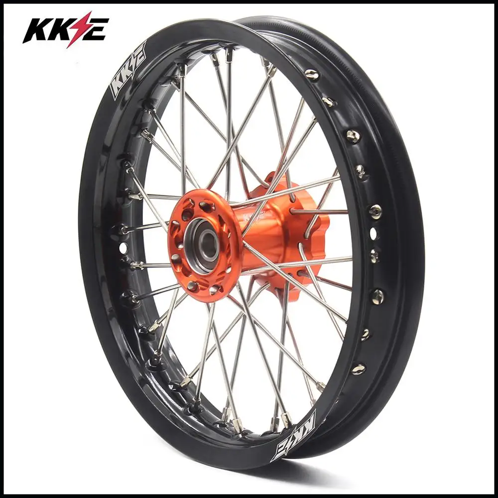 KKE 12& 10 комплектные Детские спицевые колеса диски набор для KTM50 SX- оранжевые колеса Ступицы