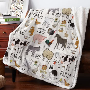 

Cow Pig Goat Chicken Duck Letters Bedspread Coverlet Blankets Fleece Throw Cover Wrap Personalized Thick