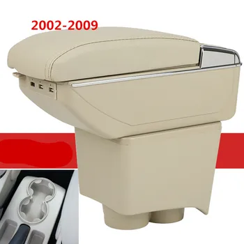 

For Volkswagen VW Polo 9N 2002-2009 Armrest Box Central Store content Storage Box Center Console Leather Cup Holder Dual Layer
