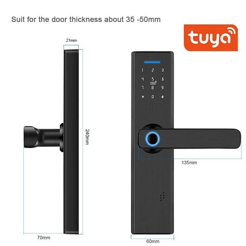 Tuya APP умный дверной замок отпечатков пальцев RFID карта и браслет WiFi электронный