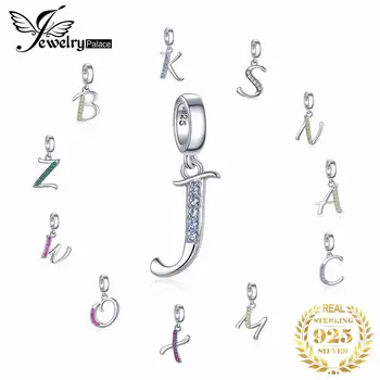 

JewelryPalace Initial 925 Sterling Silver Beads Charms For Bracelet Silver 925 original Beads Jewelry Making Pendant Necklace