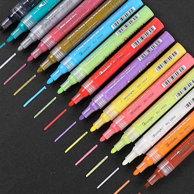 

Unique Colors Acrylic Paint Marker Pen Professional Art Markers Drawing Coloring Book Doodling Office Accessories Craft Supplies