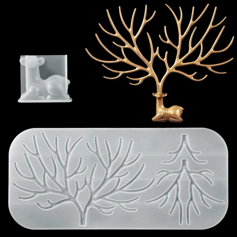 

Cheerbows Deer Stand Resin Mold For Jewelry Organizer Silicone Molds Necklace Earrings Holder DIY Epoxy Resin Crafts Accessories