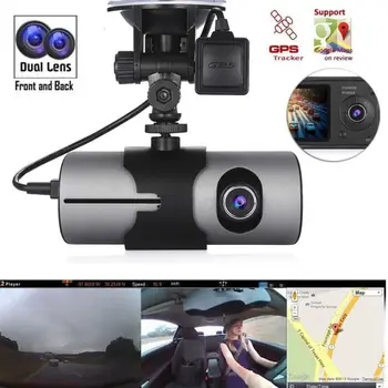 

Full HD 720P 140 Degree Wide Angle Dual Lens Dashboard Camera Car DVR Rearview Video Recorder Parking Monitor With GPS G-Sensor