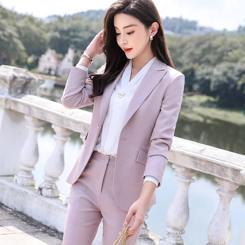 Ladies suit autumn new fashion temperament waist single buckle professional wear thin feet pants suit wild women's twopiece suit