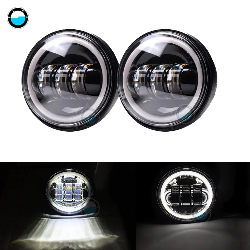 2 pcs Black 2 шт 4," светодиодный противотуманный фонарь белый Ангел глаз DRL лампа для мотоциклов - Цвет: 2 pcs Black
