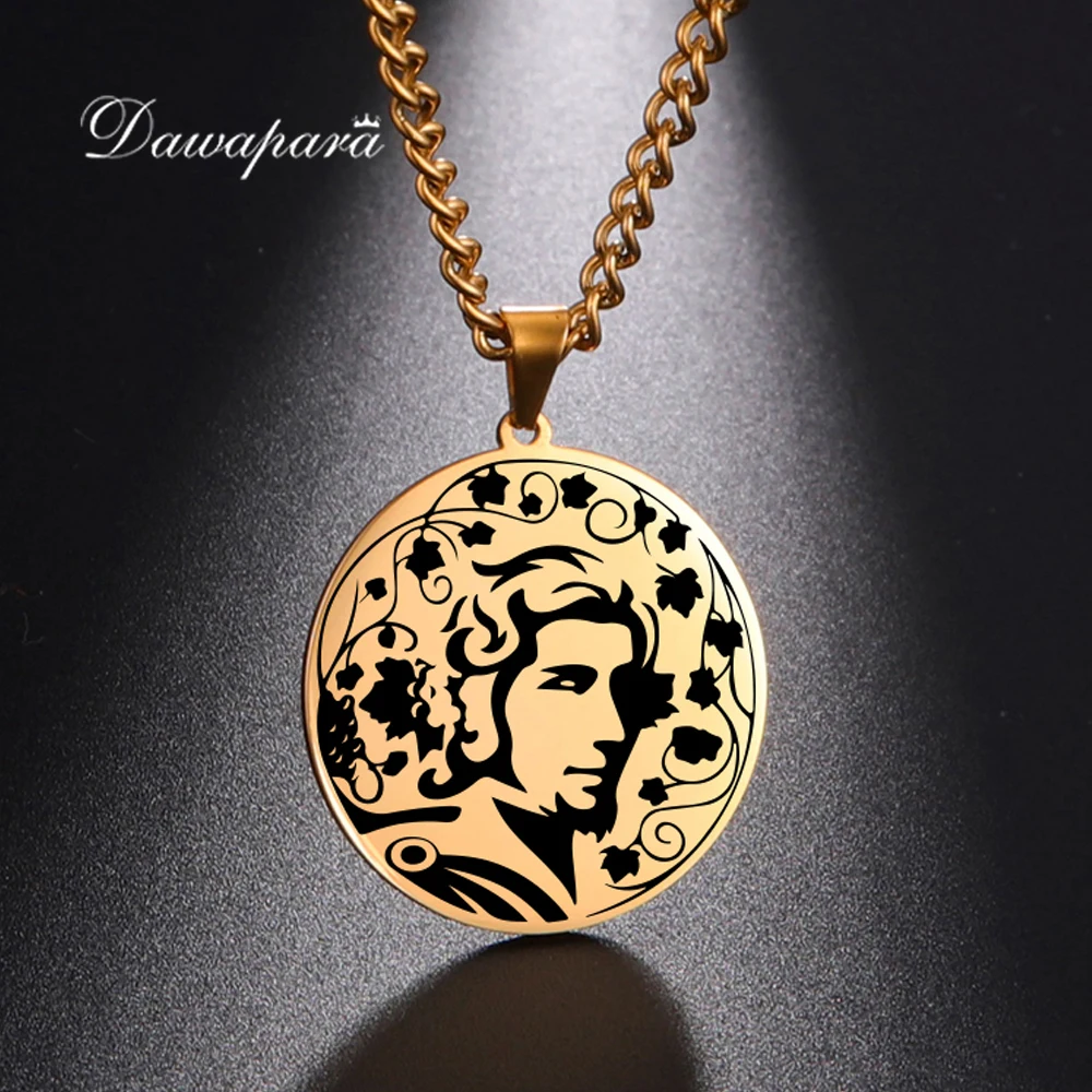 Dawapara Gott des Weins Dionysus Anhänger Halskette Wahnsinn und Wild Frenzy Antike griechische Mythologie Edelstahlschmuck