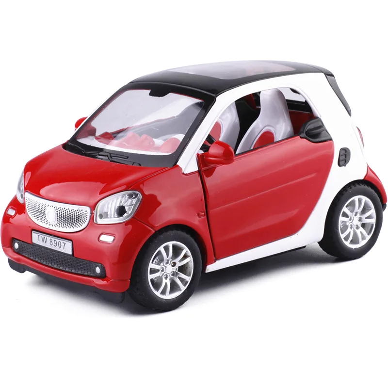 Новинка 1:24 SMART для двух моделей автомобилей из сплава детские игрушки развивающие с откатной спинкой музыкальный мигающий для мальчиков детские подарки