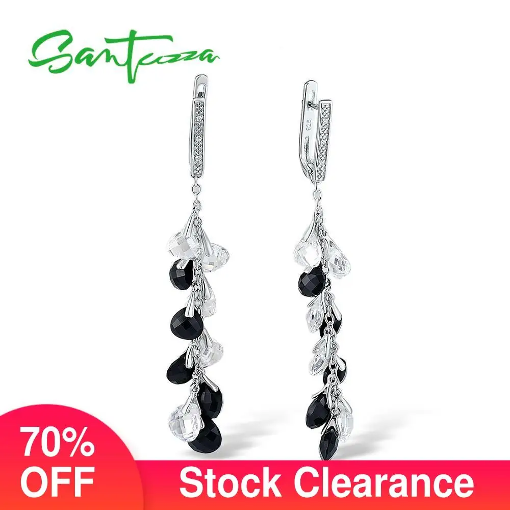 925 Sterling Silver Rhodium-plated Patterned Black-Onyx Dangle Earrings
