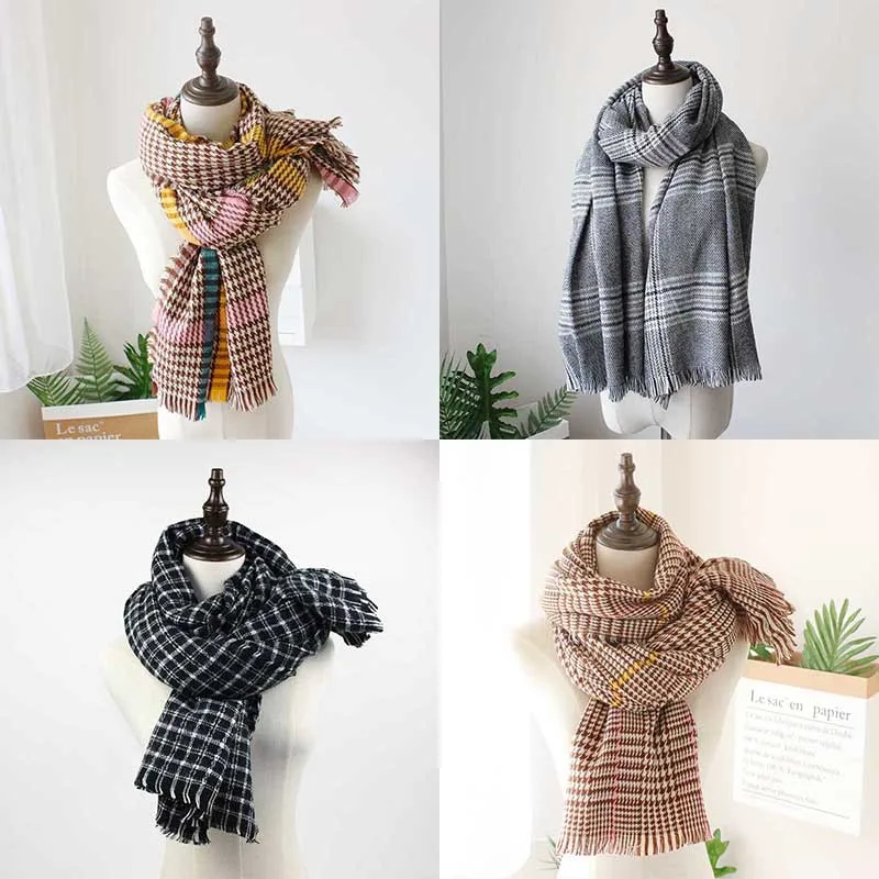 

Winter Female Imitation Cashmere Fashion British Wild Long Houndstooth Warm Scarf Bufandas Invierno Mujer Echarpe Femme Women