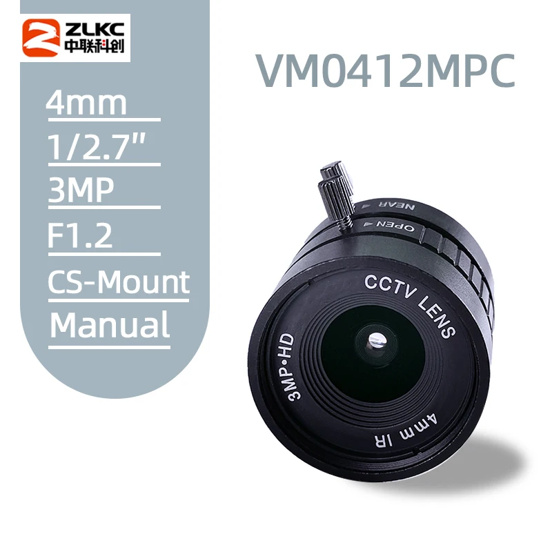 Megapixel para fa Visão de Máquina Easilycontrol Lente Industrial Focal Fixa cs Montagem Manual Íris 1 – 2. 7 Polegada 3.0 4mm