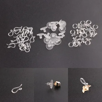 

1pack Diy Jewelry Accessories Perforated Clear Plastic Ear Hook Invisible Ear clip-allergenic Rubber Ear Plug Earplug Wholesale